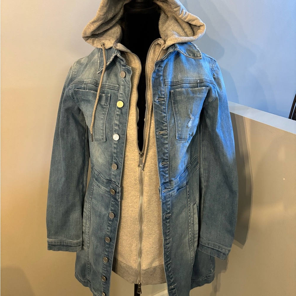 bebe Hooded Denim Trench